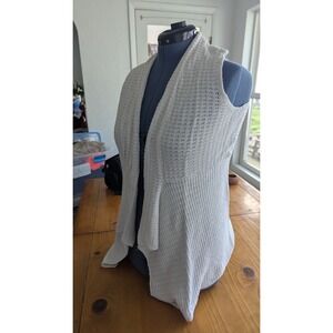 100% Cotton RXB Womens Textured Knit Open Front Waterfall Vest Size S